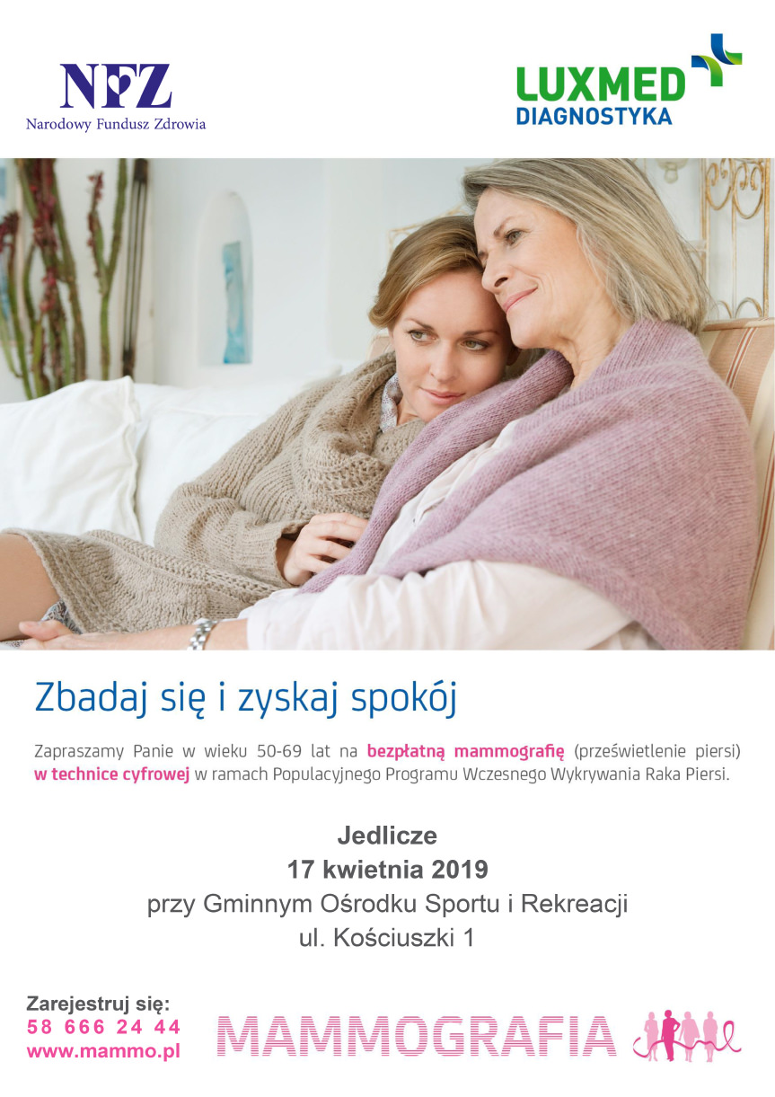 Bezpłatne badania mammograficzne dla kobiet w Jedliczu