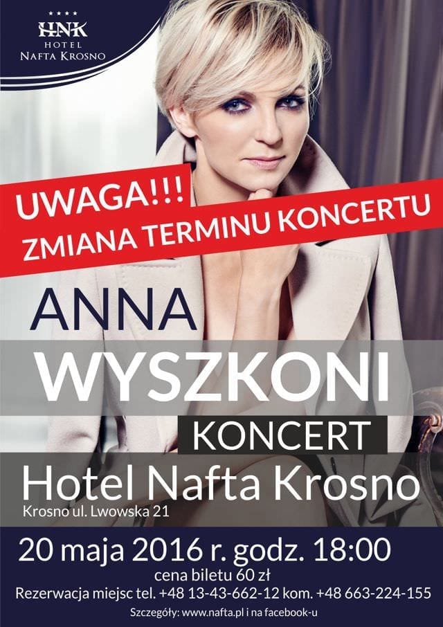 Koncert Anny Wyszkoni w Hotelu Nafta Krosno