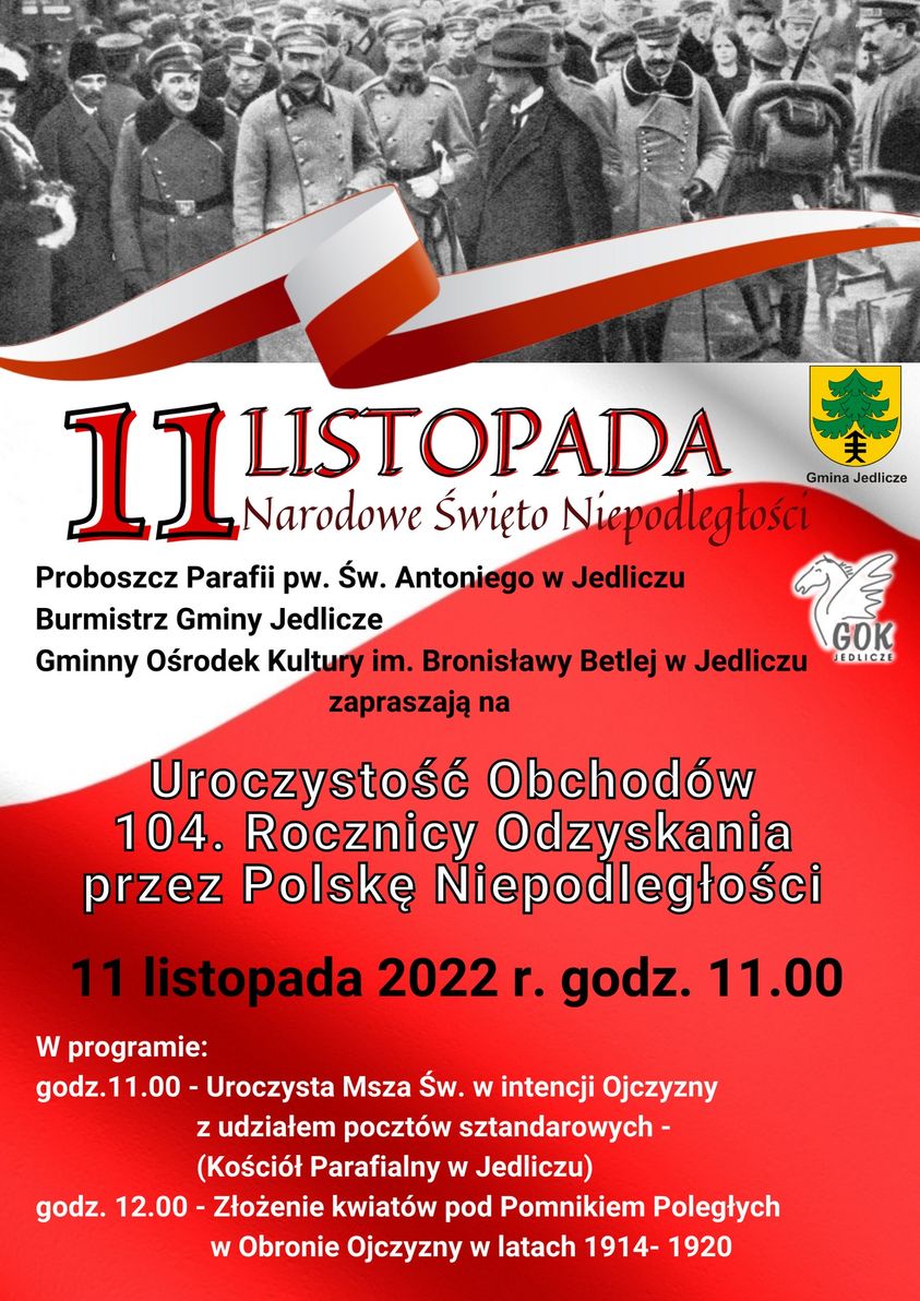 Uroczystość obchodów 104. Rocznicy Odzyskania przez Polskę Niepodległości w Jedliczu