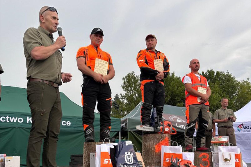 Tomasz Bilski z Nadleśnictwa Rymanów triumfuje w XVIII Regionalnych Zawodach Drwali