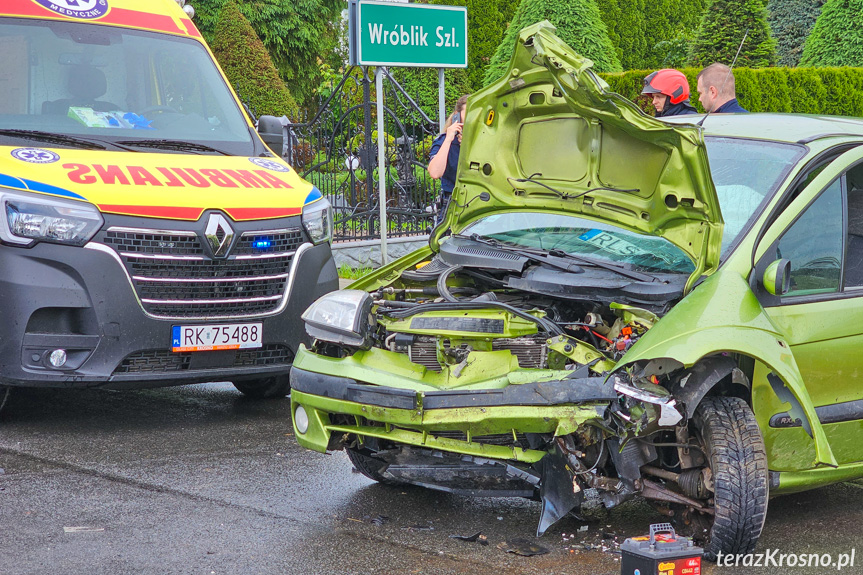 Czołowe zderzenie samochodów we Wróbliku Szlecheckim