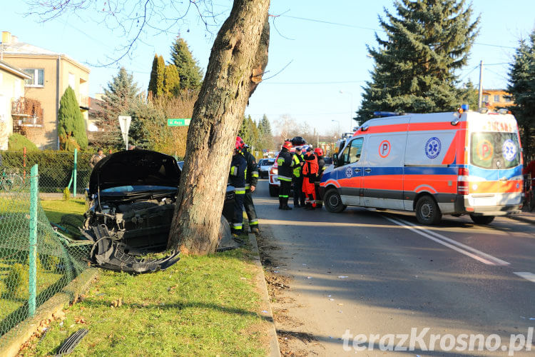 Jedlicze: Toyota uderzyła w drzewo