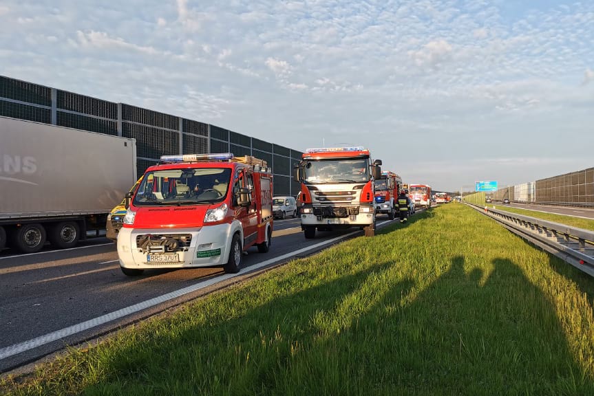 Karambol na autostradzie A4 w miejscowości Boreczek