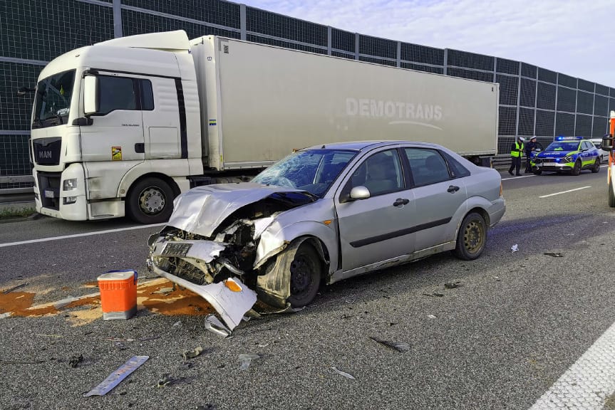 Karambol na autostradzie A4 w miejscowości Boreczek