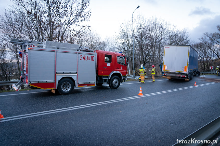 Kolizja ciężarówki w Dukli