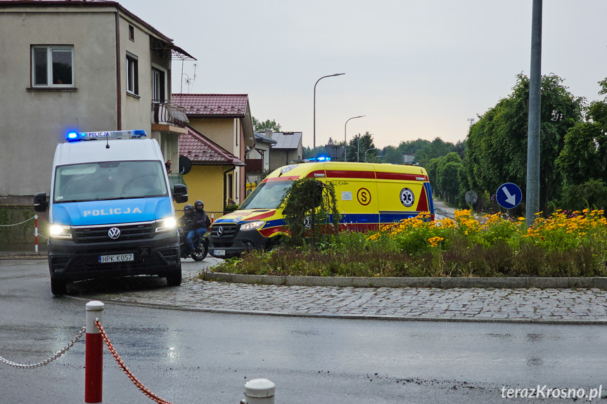 Kolizja na rondzie w Krośnie