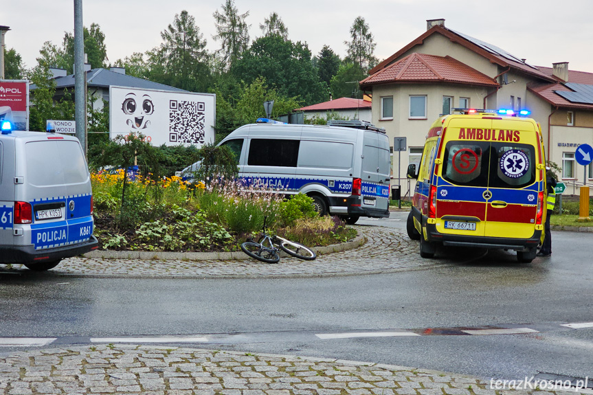 Kolizja na rondzie w Krośnie