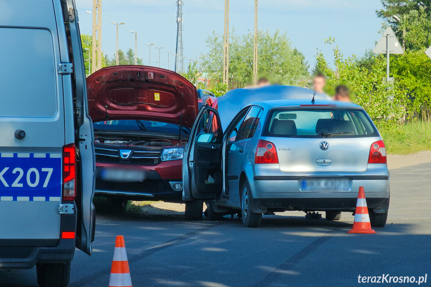 Kolizja samochodów w Krośnie