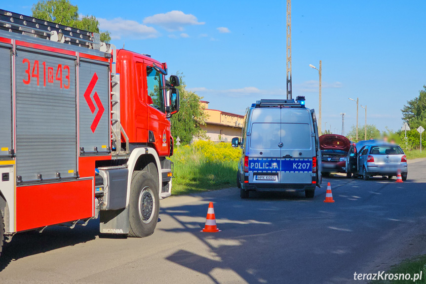 Kolizja samochodów w Krośnie