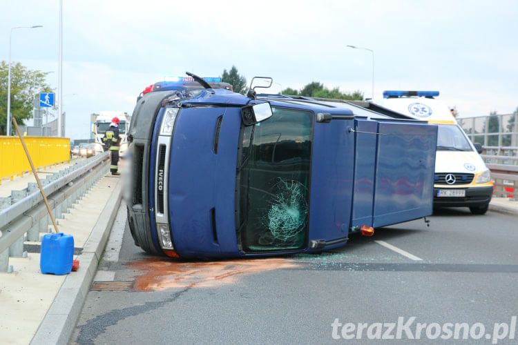 Kolizja śmieciarki w Krośnie