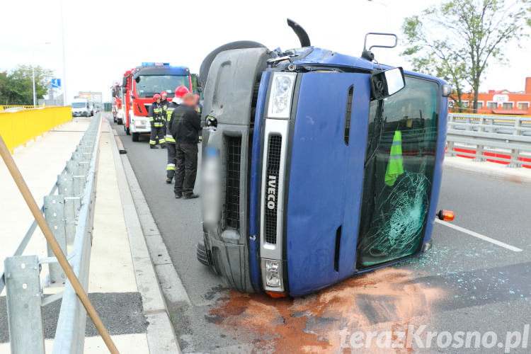 Kolizja śmieciarki w Krośnie