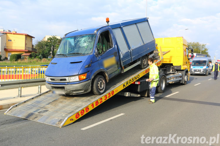 Kolizja śmieciarki w Krośnie