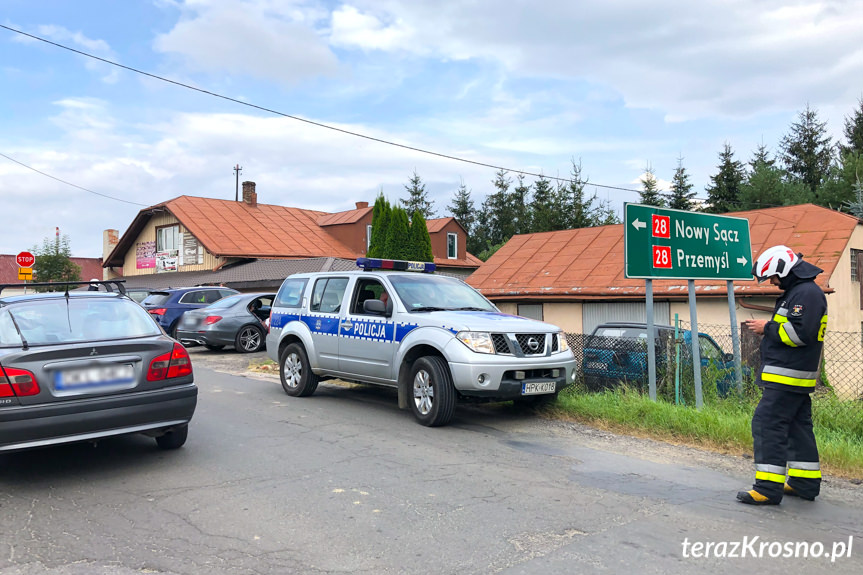 Kolizja trzech samochodów w Rymanowie