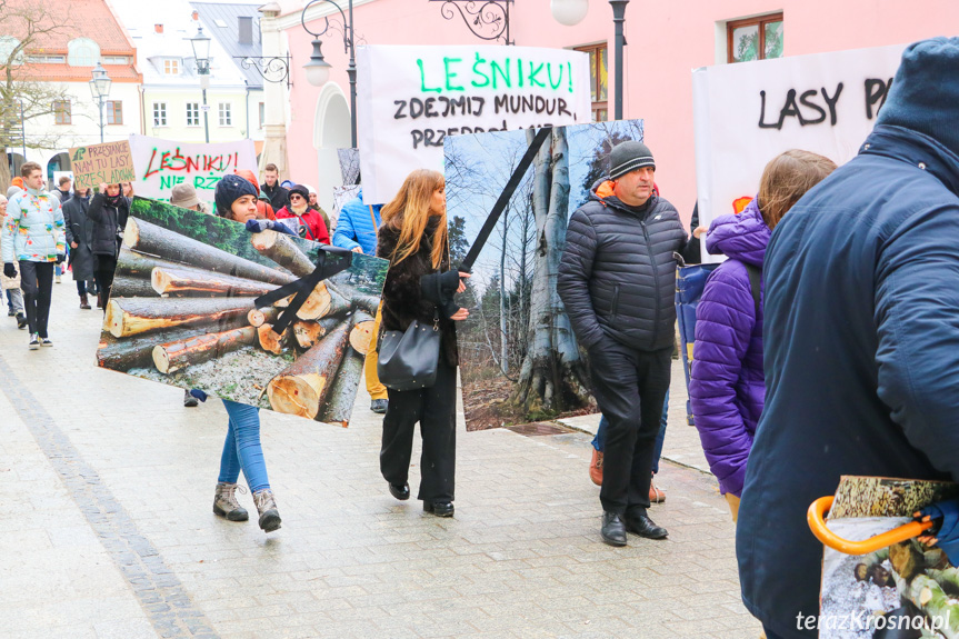 Marsz żałoby dla drzew w Krośnie