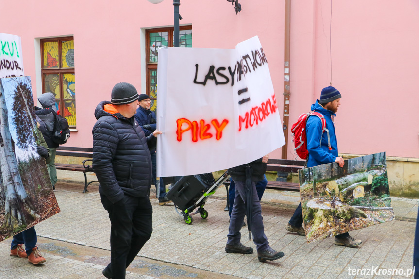 Marsz żałoby dla drzew w Krośnie