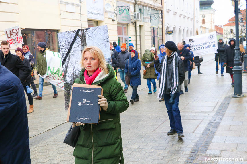 Marsz żałoby dla drzew w Krośnie