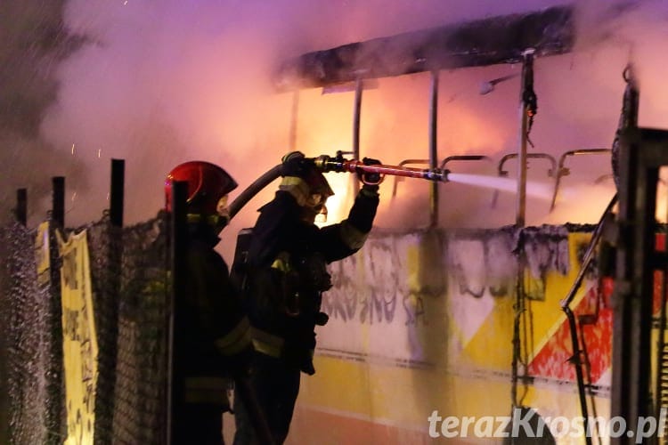 Pożar autobusu na dworcu