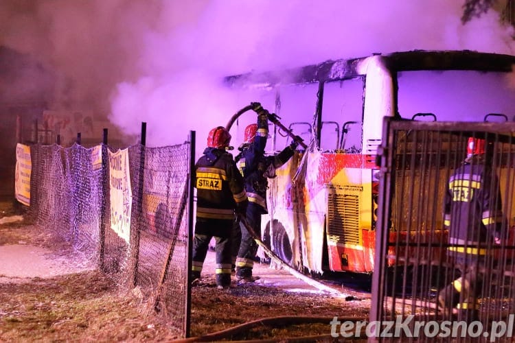 Pożar autobusu na dworcu