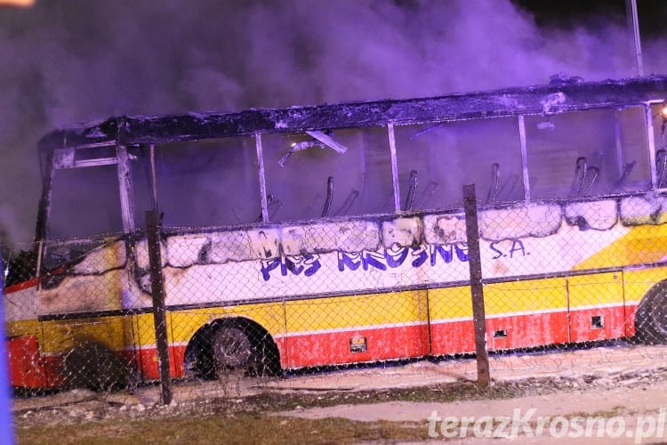 Pożar autobusu na dworcu