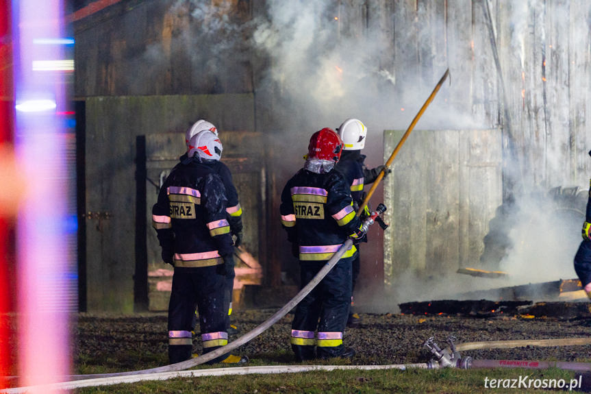 Pożar budynku gospodarczego w Klimkówce