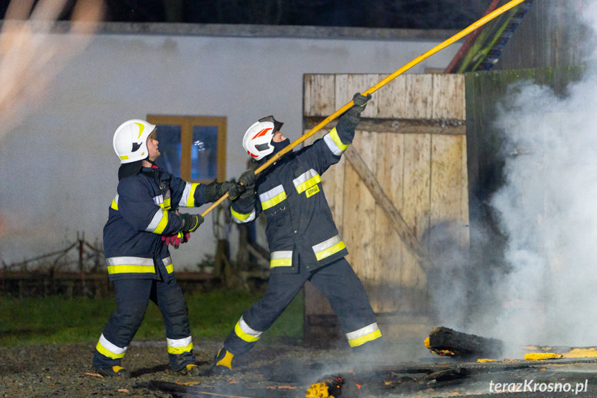 Pożar budynku gospodarczego w Klimkówce