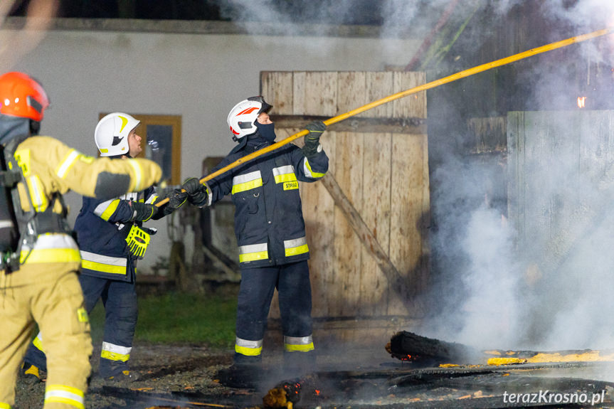 Pożar budynku gospodarczego w Klimkówce