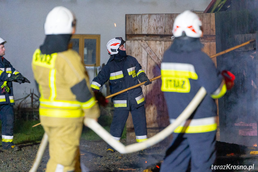 Pożar budynku gospodarczego w Klimkówce