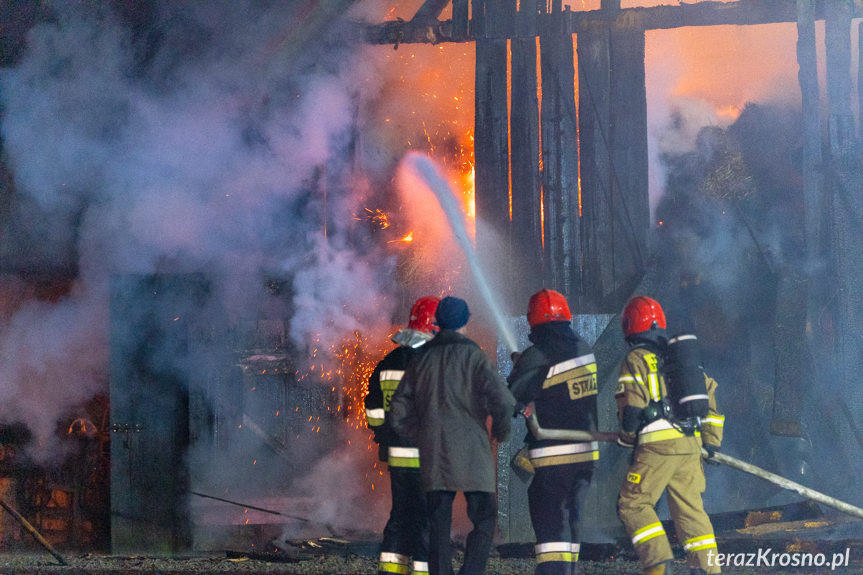 Pożar budynku gospodarczego w Klimkówce