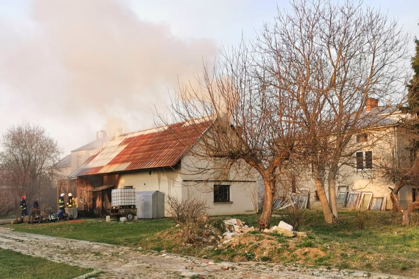 Pożar budynku gospodarczego w Korczynie