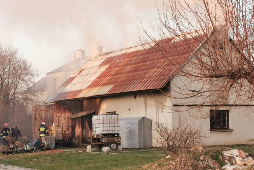 Pożar budynku gospodarczego w Korczynie