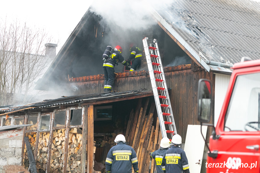 Pożar budynku w Bóbrce