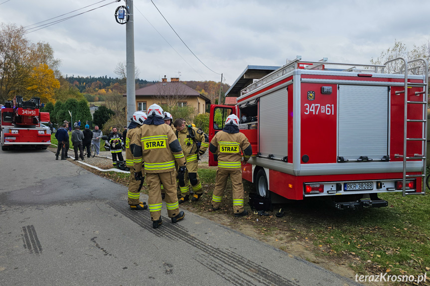 Pożar budynku w Długiem