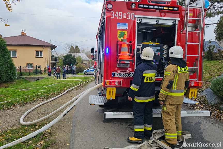 Pożar budynku w Długiem