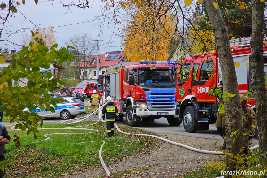 Pożar budynku w Długiem