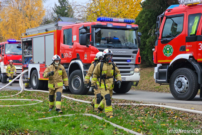 Pożar budynku w Długiem