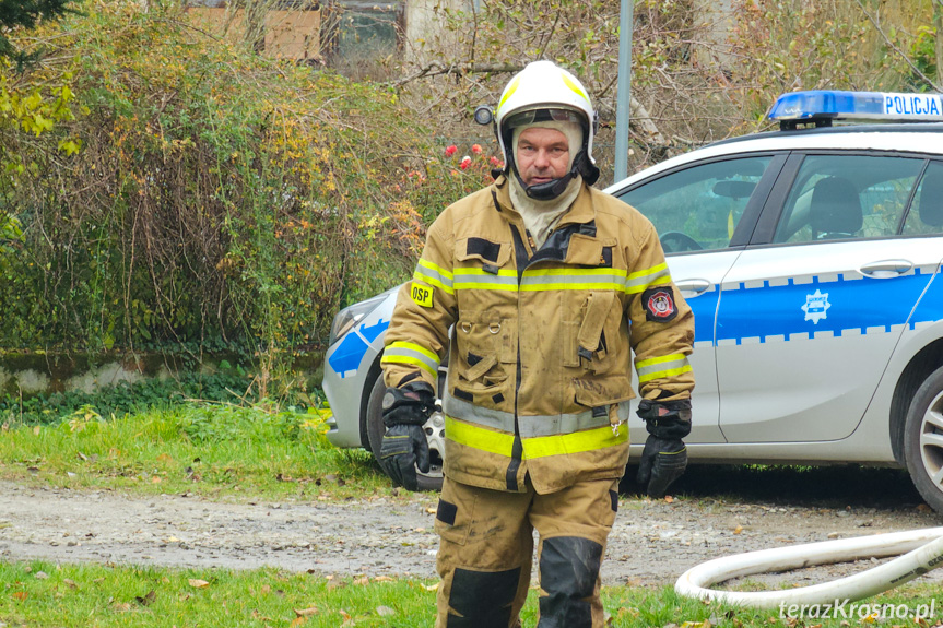 Pożar budynku w Długiem