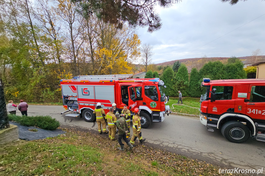 Pożar budynku w Długiem