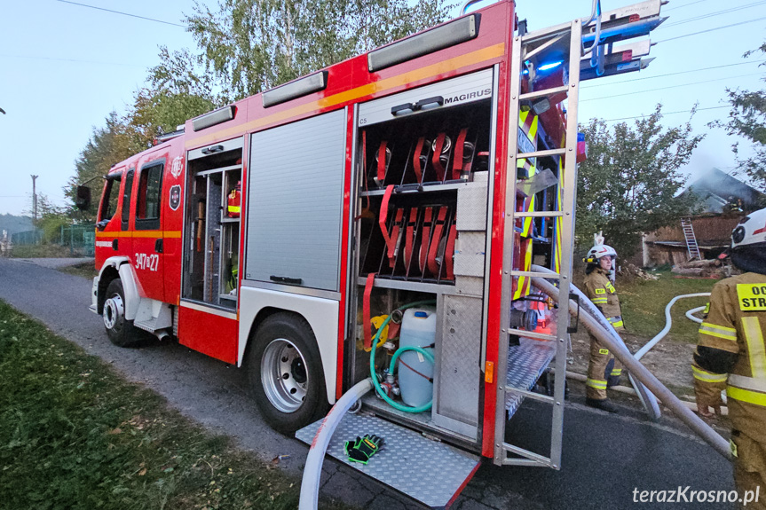 Pożar budynku w Łękach Dukielskich