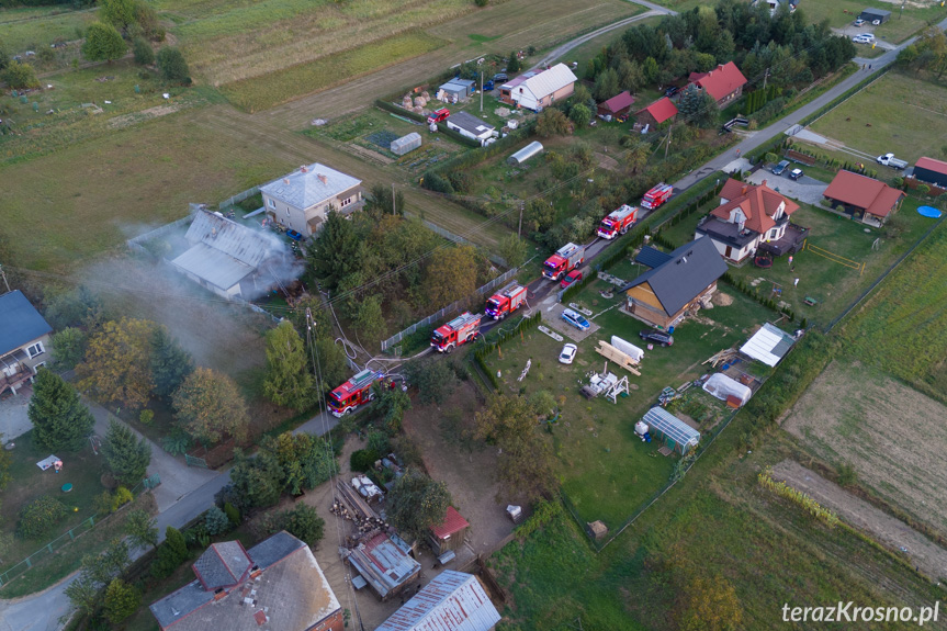 Pożar budynku w Łękach Dukielskich