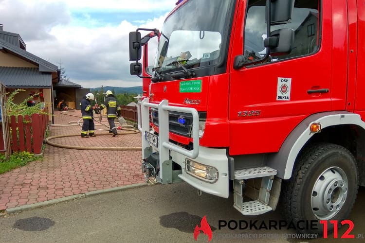 Pożar budynku warsztatowego w Dukli