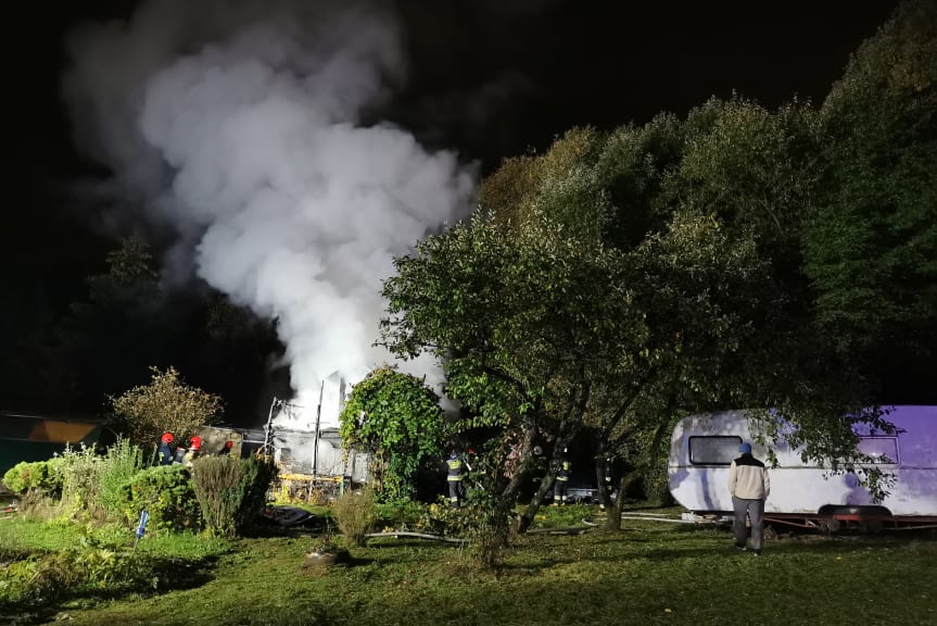 Pożar domku letniskowego w Jedliczu