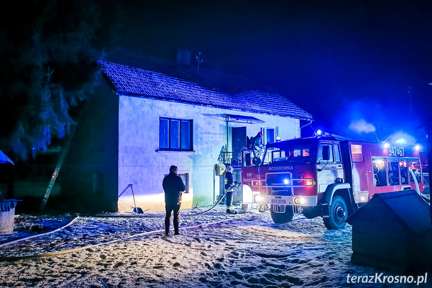 Pożar domu w Moderówce