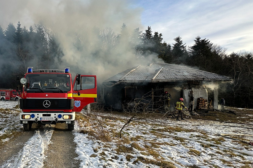 Pożar domu w Połomi