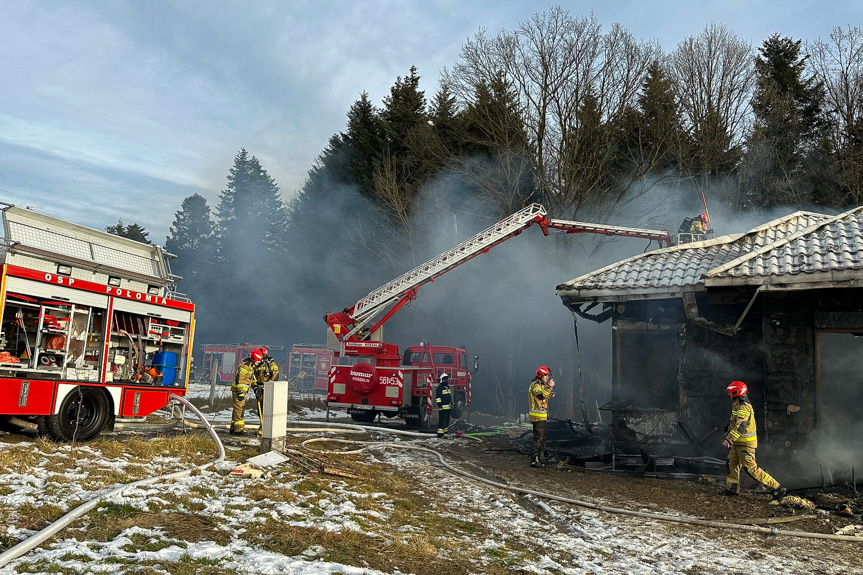 Pożar domu w Połomi