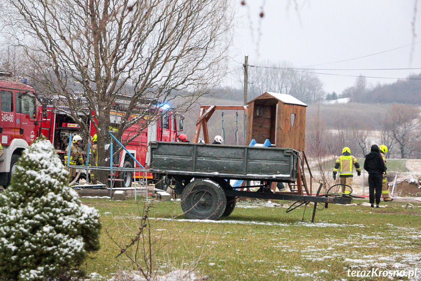 Pożar garażu w Rymanowie