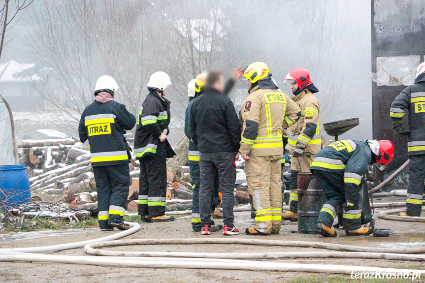 Pożar garażu w Rymanowie