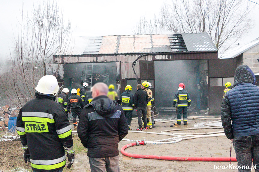 Pożar garażu w Rymanowie