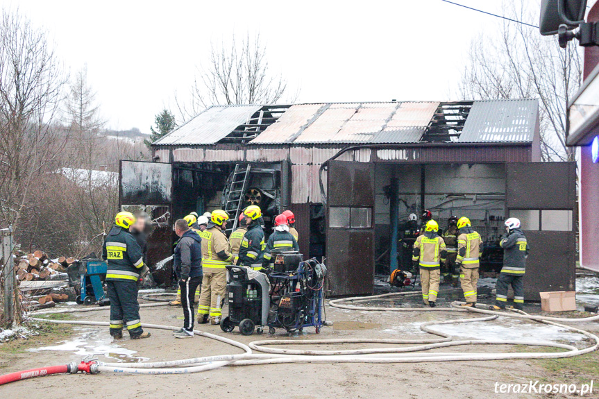 Pożar garażu w Rymanowie