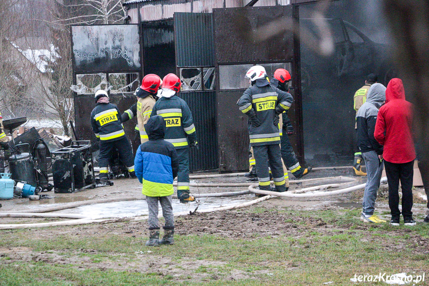 Pożar garażu w Rymanowie