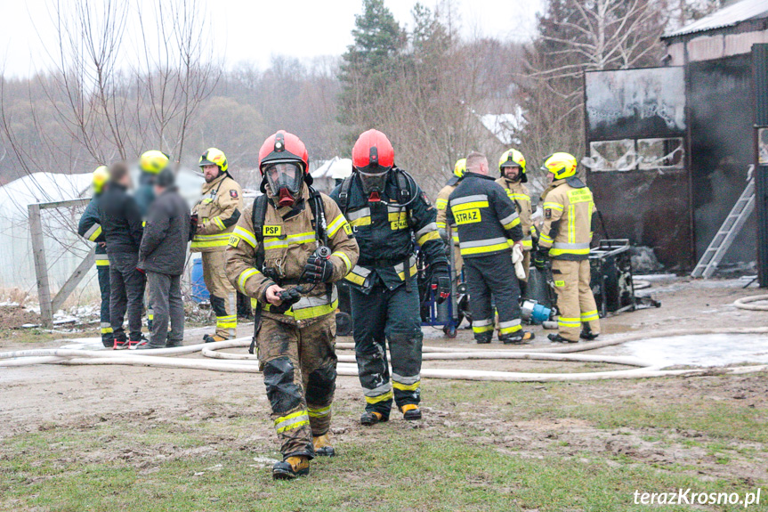 Pożar garażu w Rymanowie